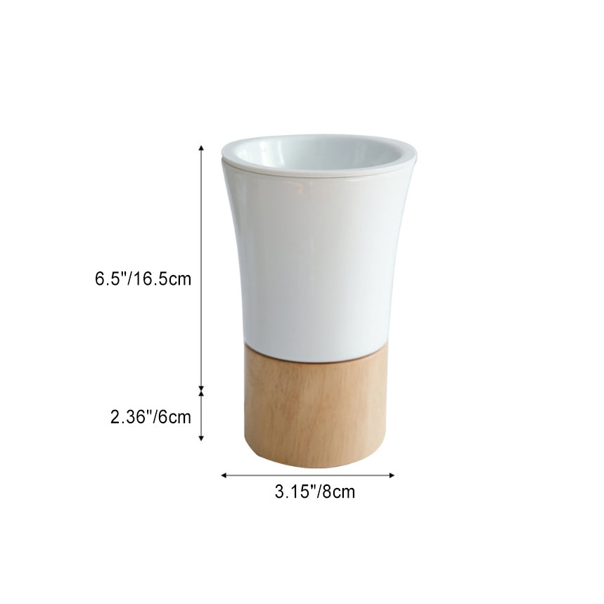 Ceramic Wood Cylinder Striped Table Lamp