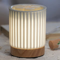 Ceramic Wood Cylinder Striped Table Lamp
