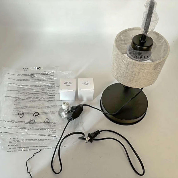 Cylinder Liftable Iron Fabric Table Lamp