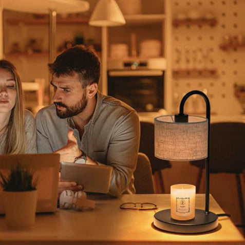 Cylinder Liftable Iron Fabric Table Lamp