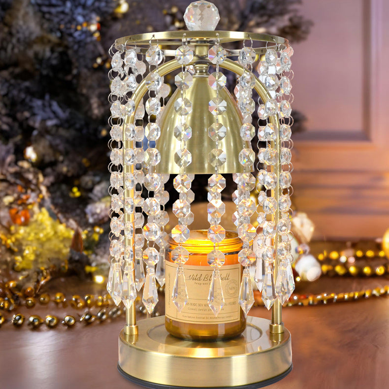 Iron Crystal Curtain Conic Table Lamp