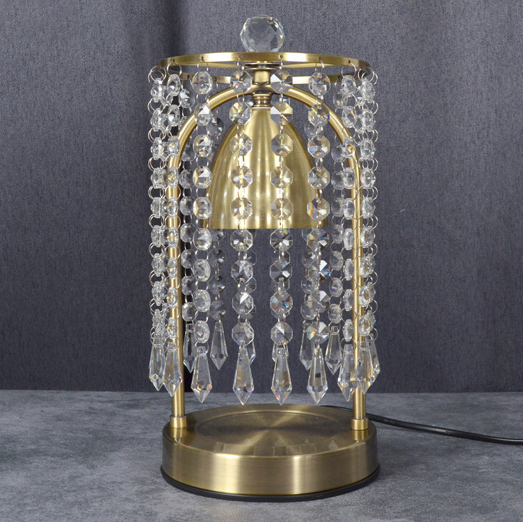 Iron Crystal Curtain Conic Table Lamp