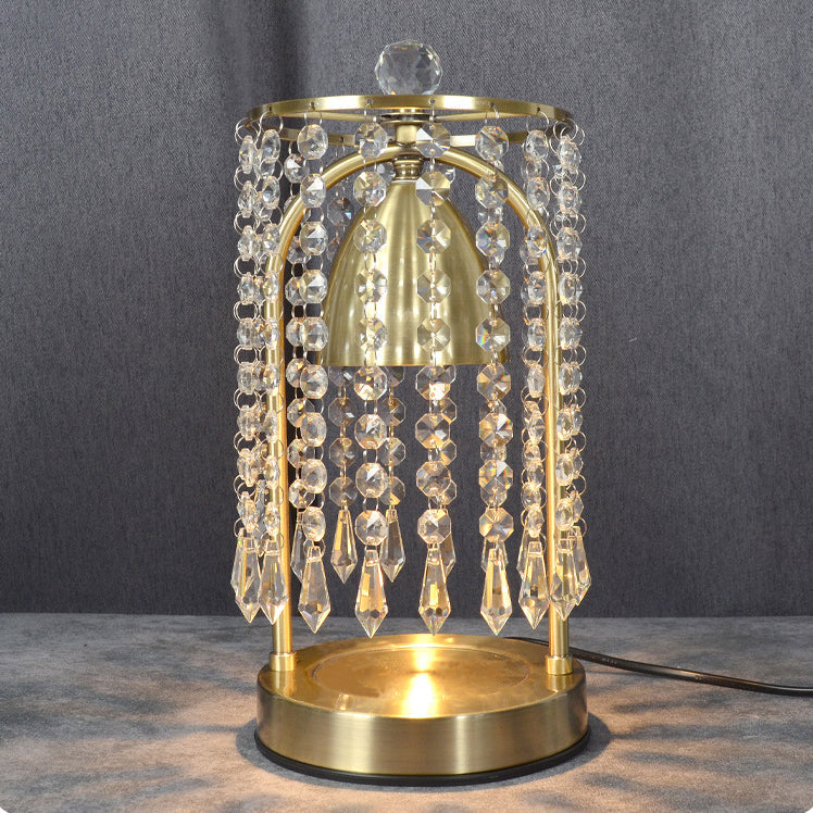 Iron Crystal Curtain Conic Table Lamp