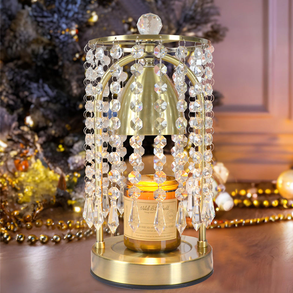 Iron Crystal Curtain Conic Table Lamp