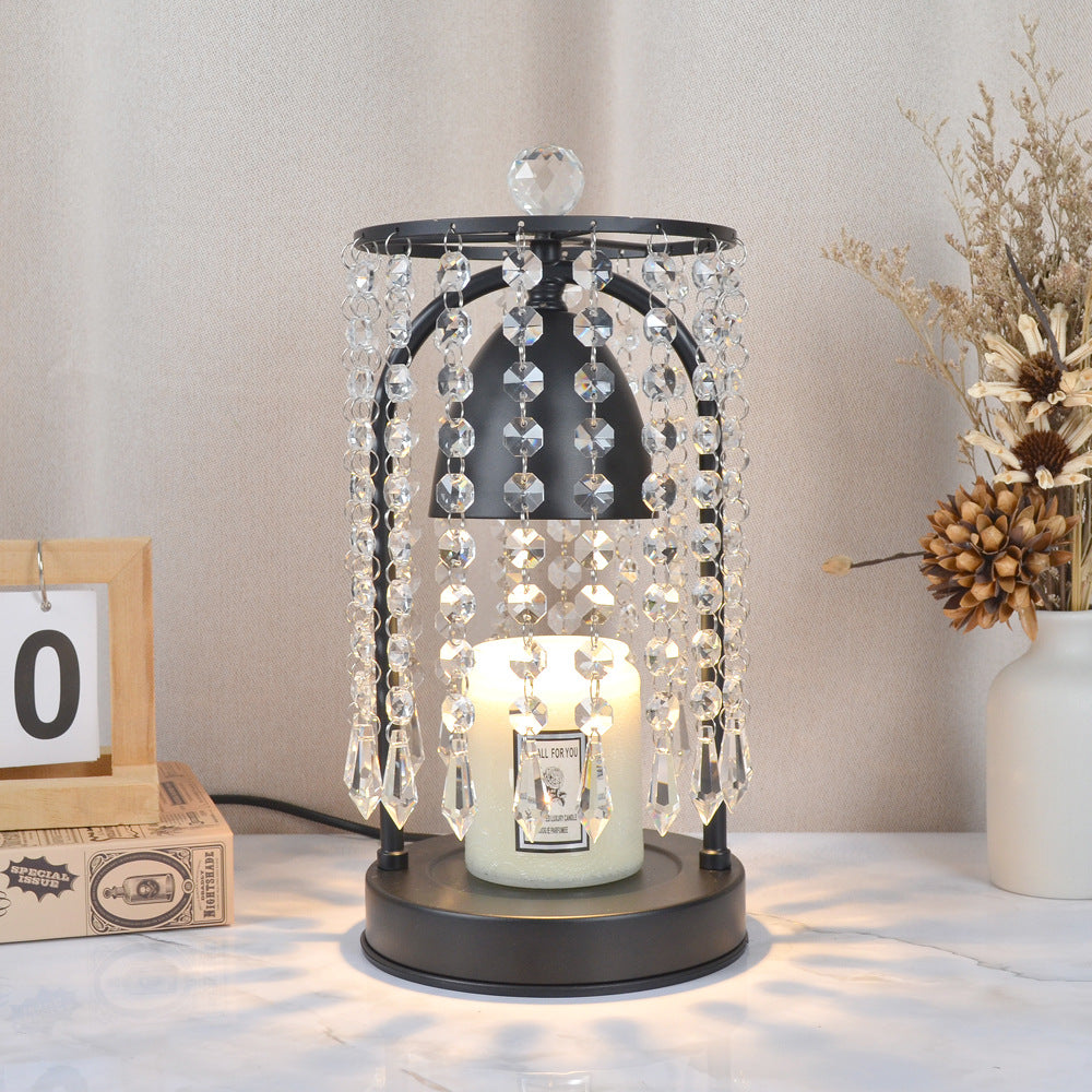 Iron Crystal Curtain Conic Table Lamp