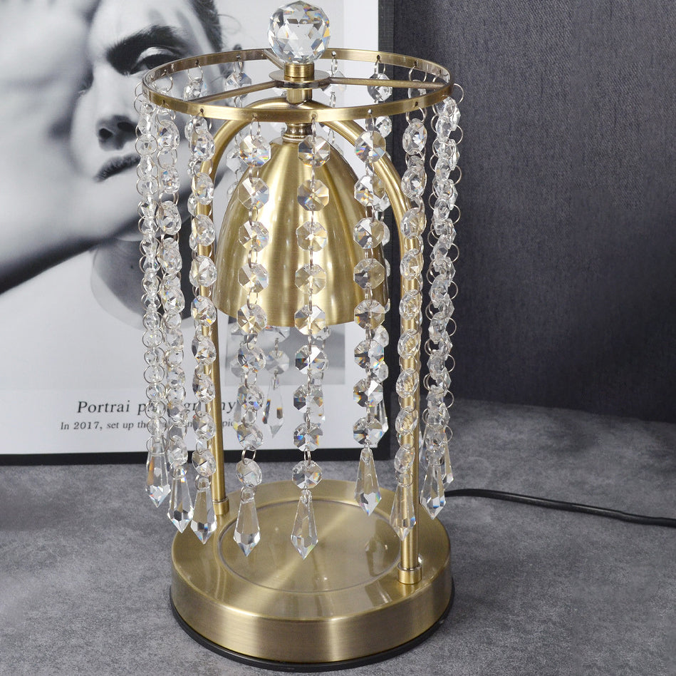 Iron Crystal Curtain Conic Table Lamp