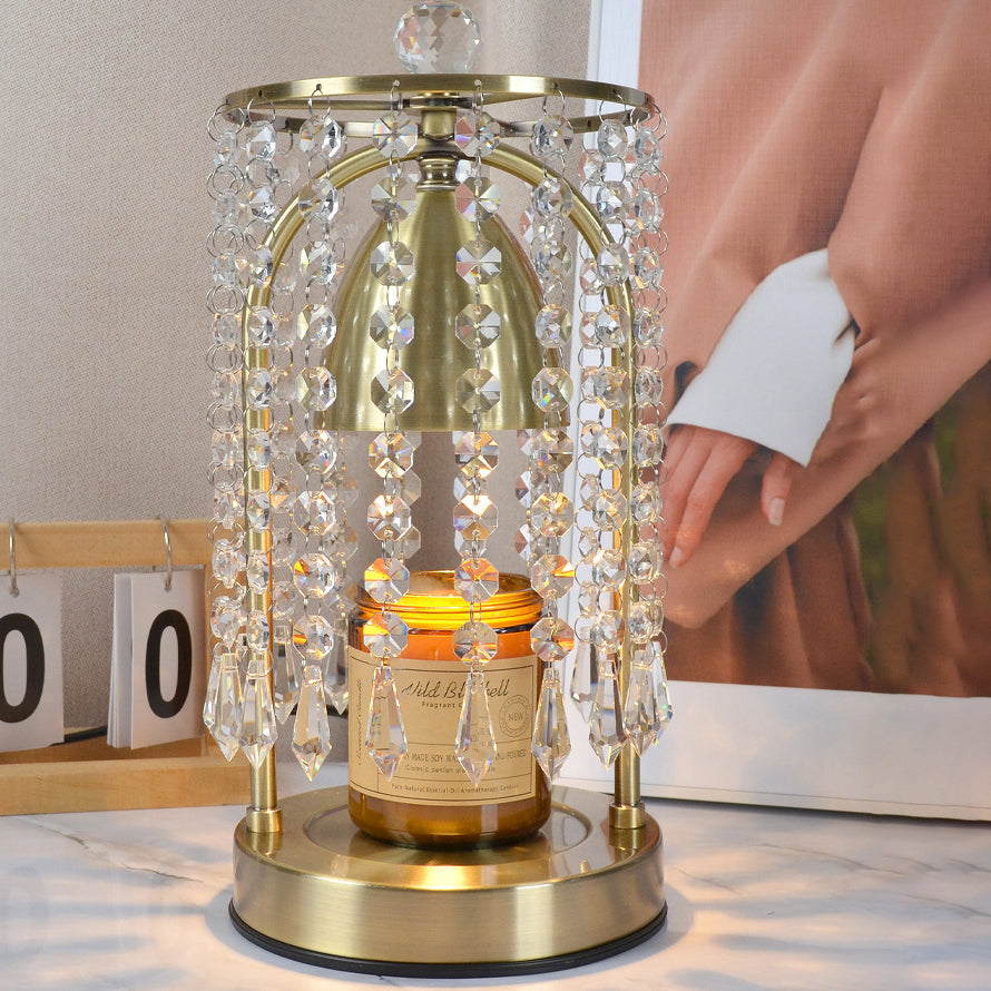 Iron Crystal Curtain Conic Table Lamp
