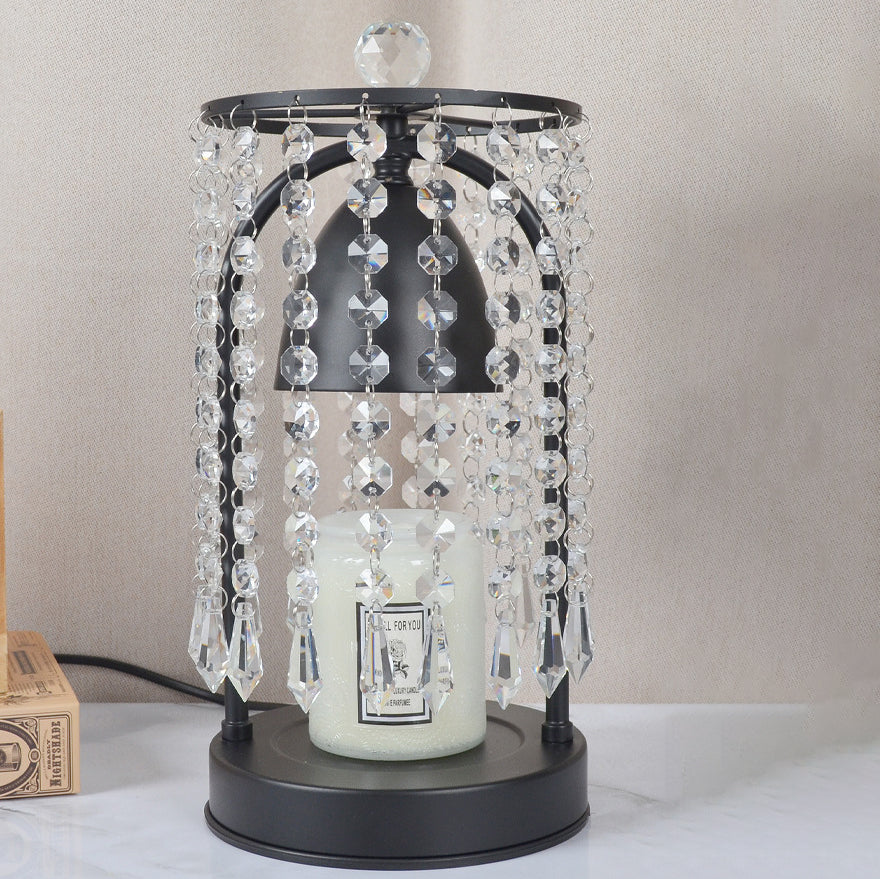 Iron Crystal Curtain Conic Table Lamp