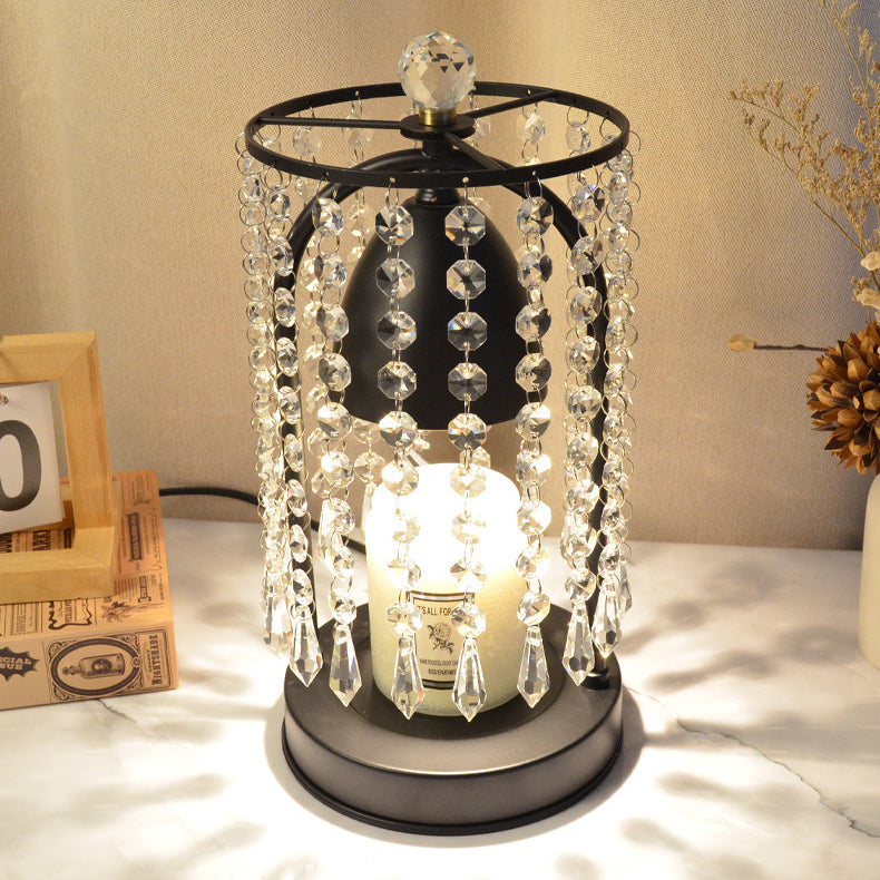 Iron Crystal Curtain Conic Table Lamp