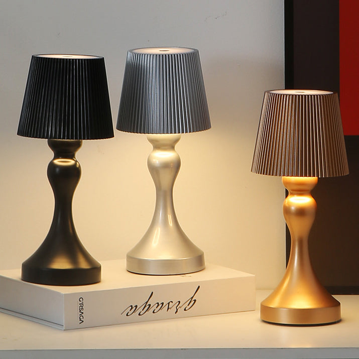 Rechargeable Iron ABS Striped Table Lamp