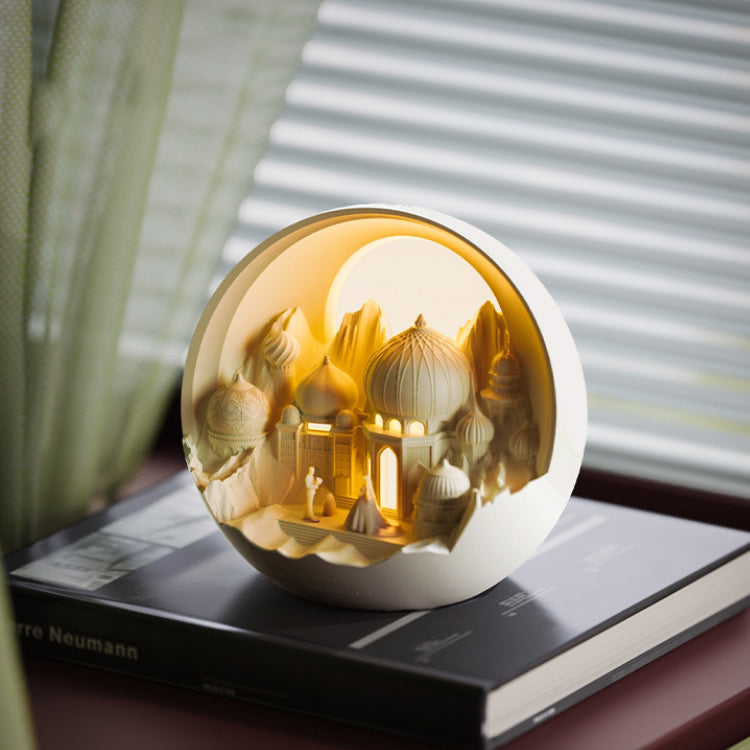 Plaster Round Fairytale Castle Table Lamp