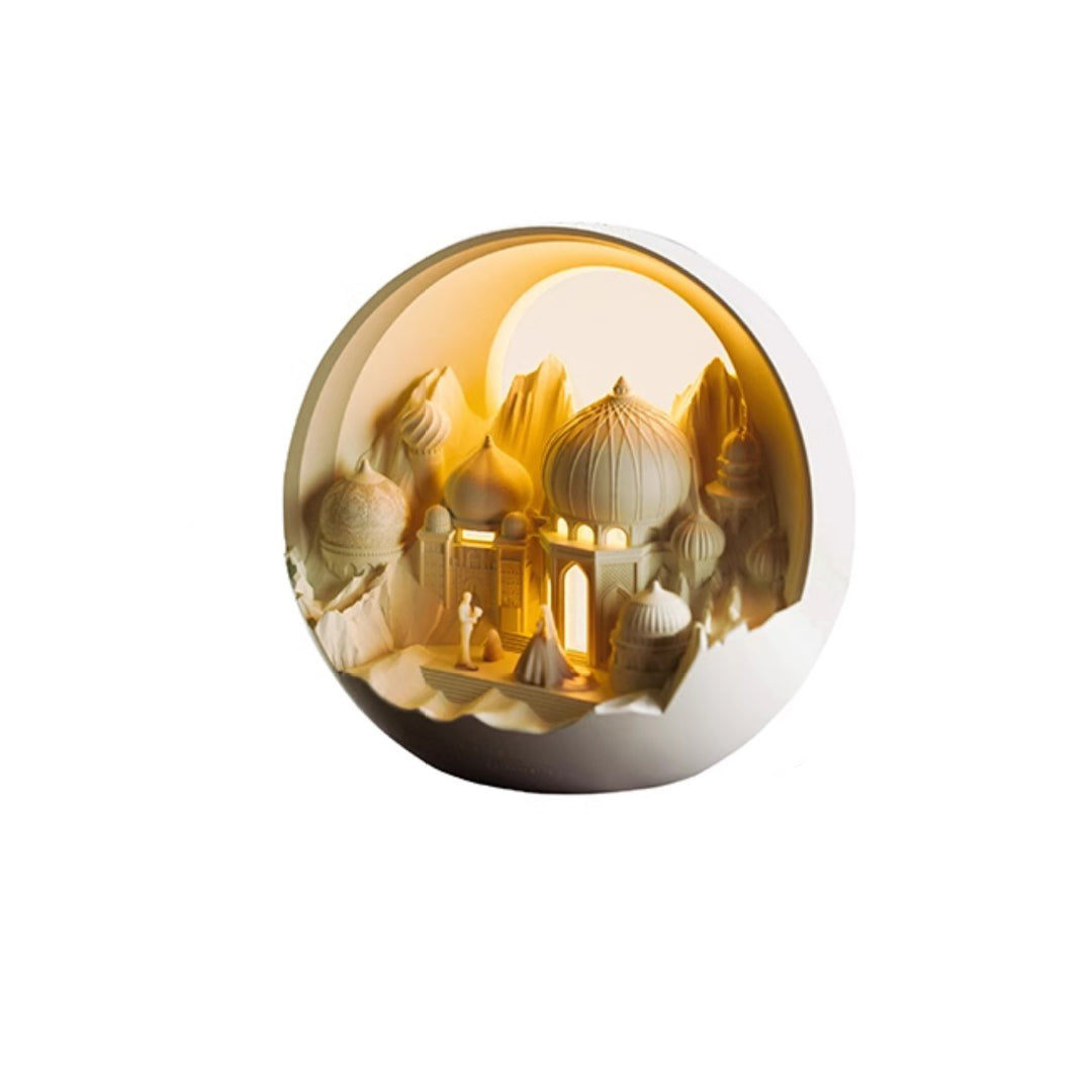Plaster Round Fairytale Castle Table Lamp