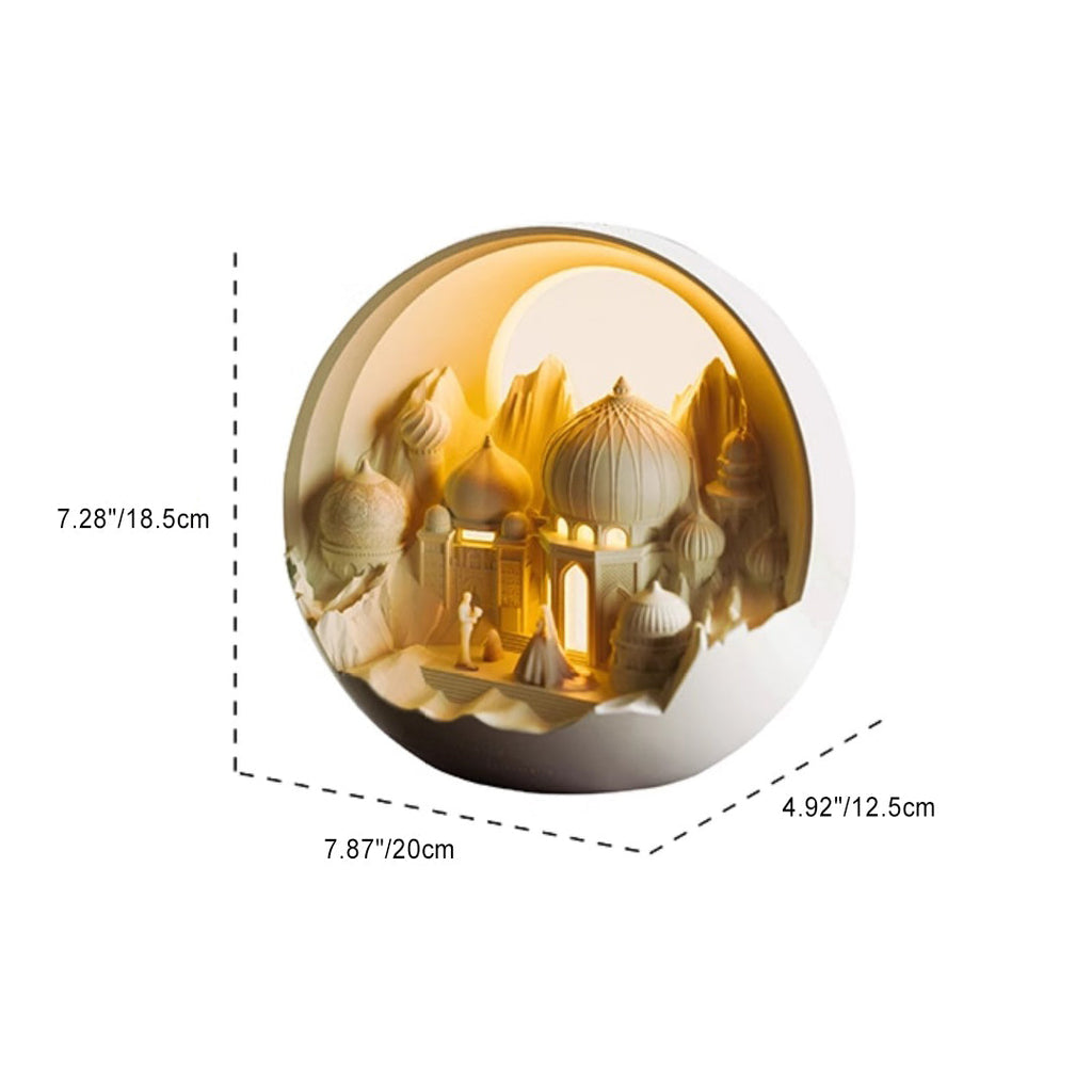 Plaster Round Fairytale Castle Table Lamp