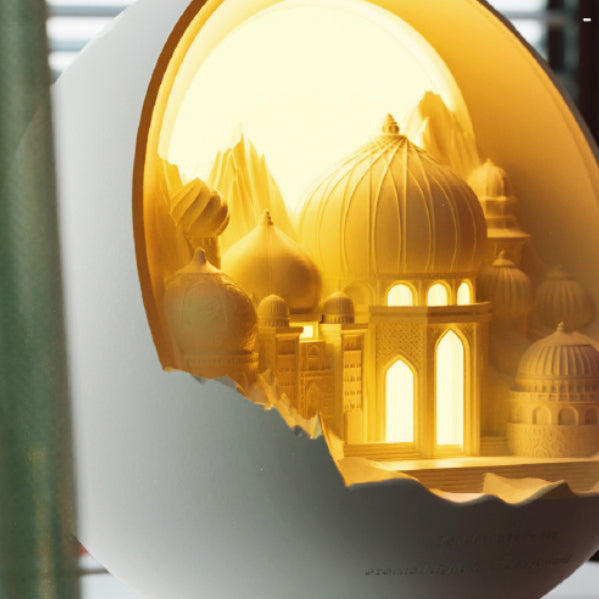 Plaster Round Fairytale Castle Table Lamp