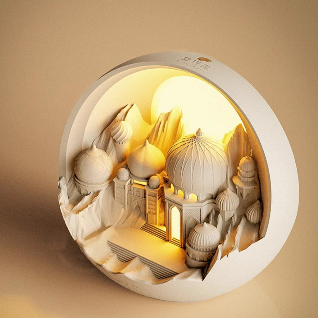 Plaster Round Fairytale Castle Table Lamp