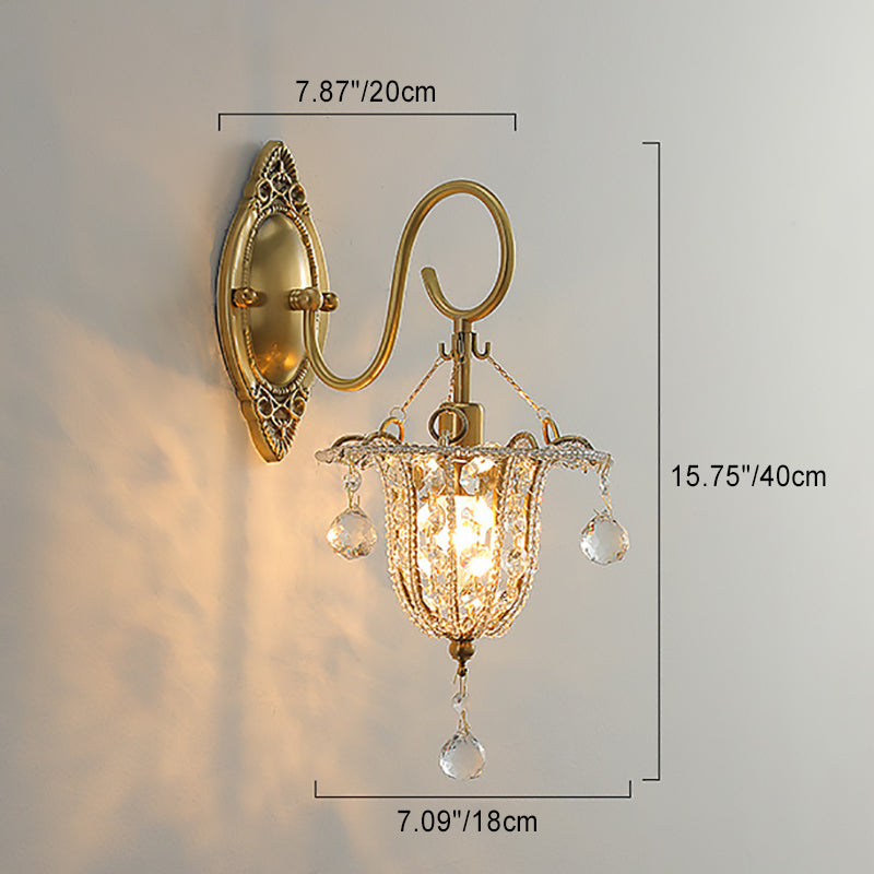 Iron Crystal Elliptical Gooseneck Wall Lamp