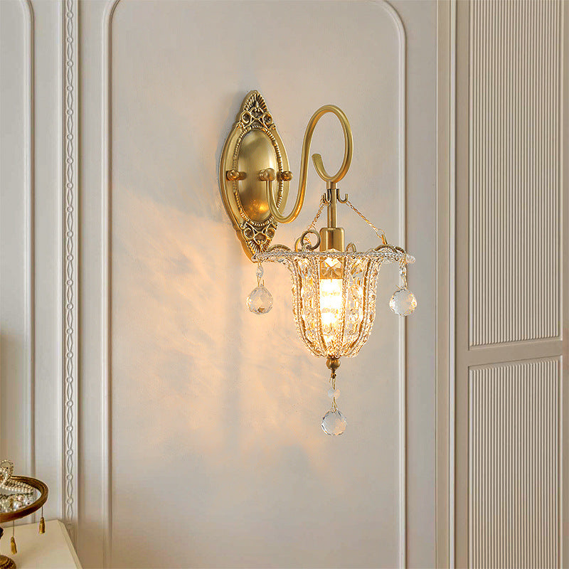 Iron Crystal Elliptical Gooseneck Wall Lamp