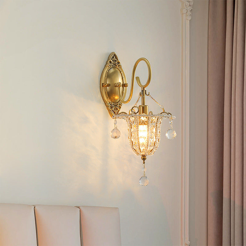 Iron Crystal Elliptical Gooseneck Wall Lamp