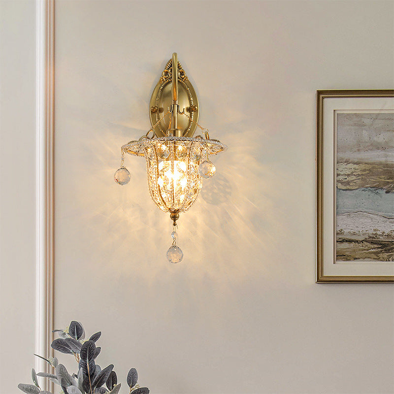 Iron Crystal Elliptical Gooseneck Wall Lamp