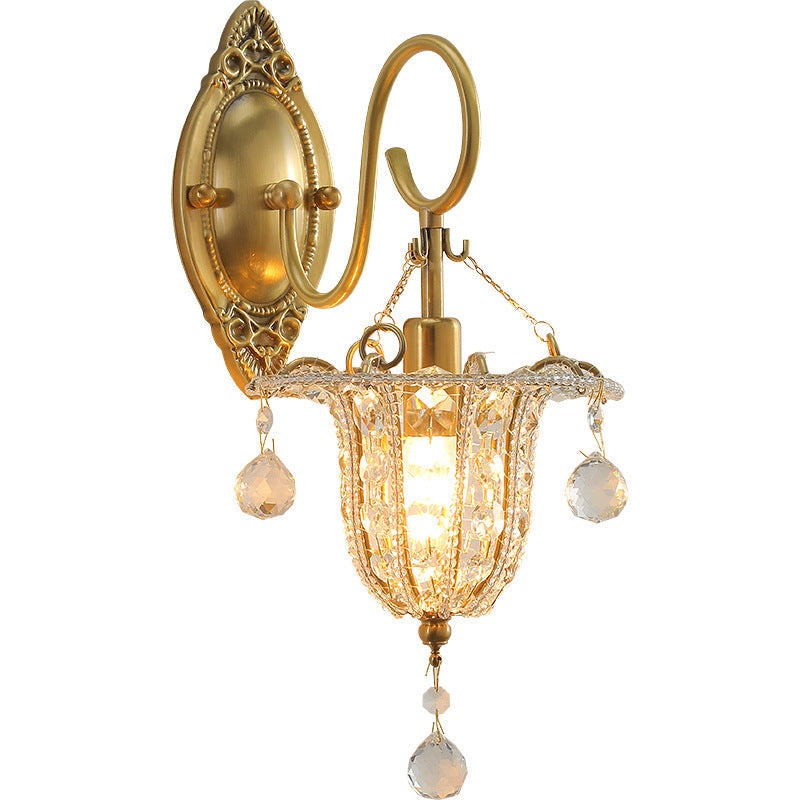 Iron Crystal Elliptical Gooseneck Wall Lamp