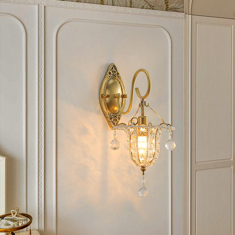Iron Crystal Elliptical Gooseneck Wall Lamp