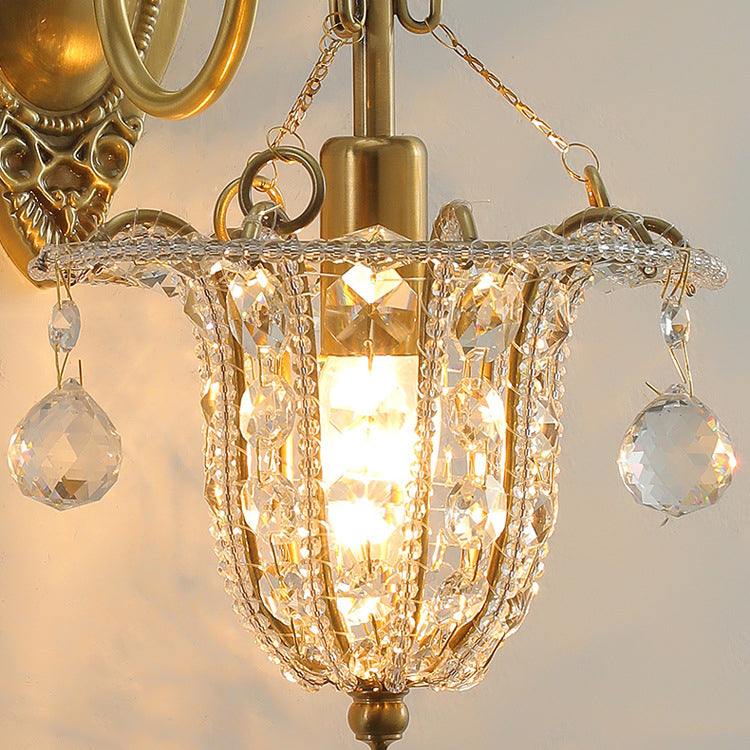 Iron Crystal Elliptical Gooseneck Wall Lamp