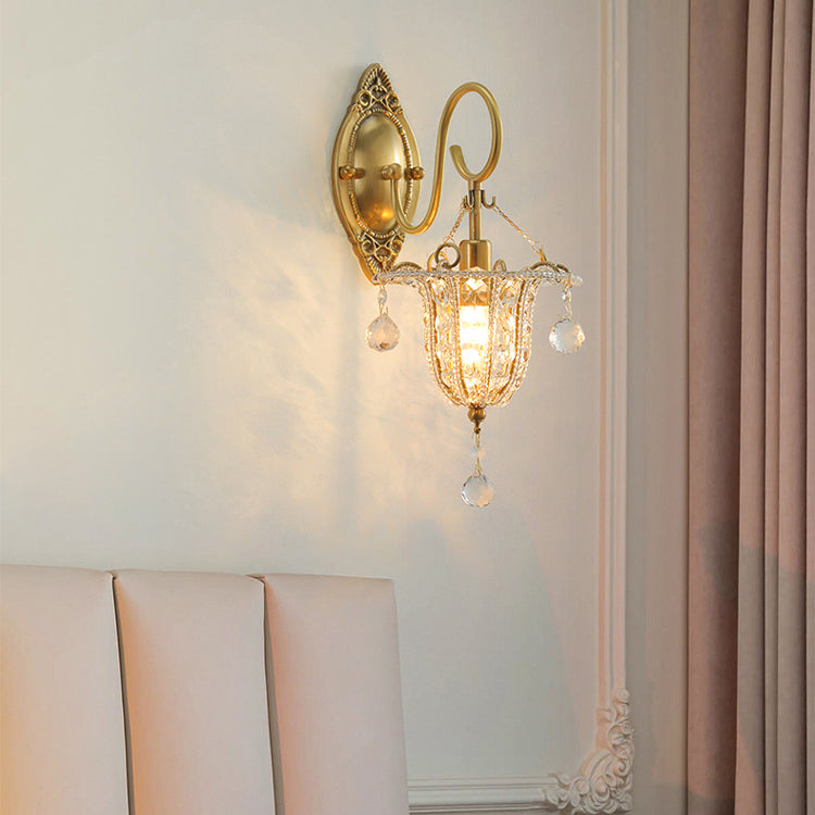 Iron Crystal Elliptical Gooseneck Wall Lamp