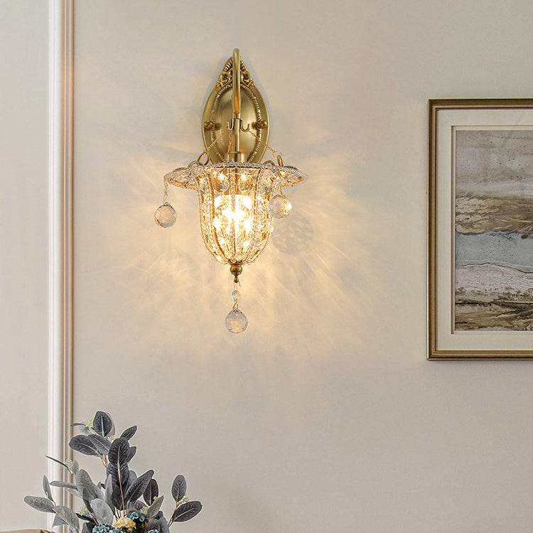 Iron Crystal Elliptical Gooseneck Wall Lamp