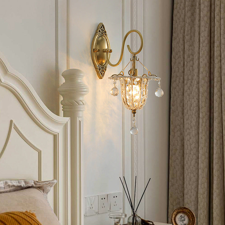 Iron Crystal Elliptical Gooseneck Wall Lamp