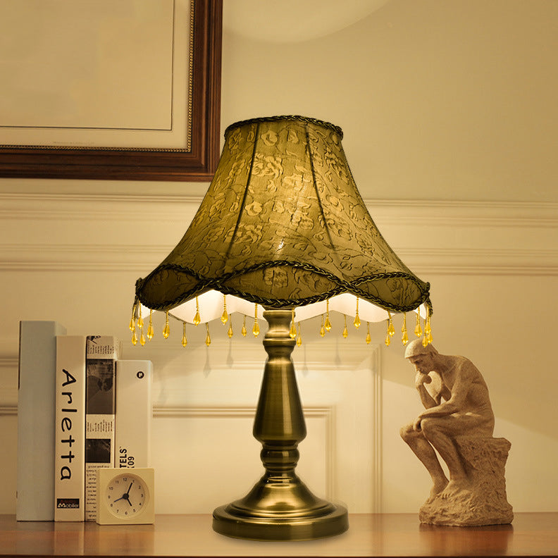 Iron Fabric Conic Bead Table Lamp
