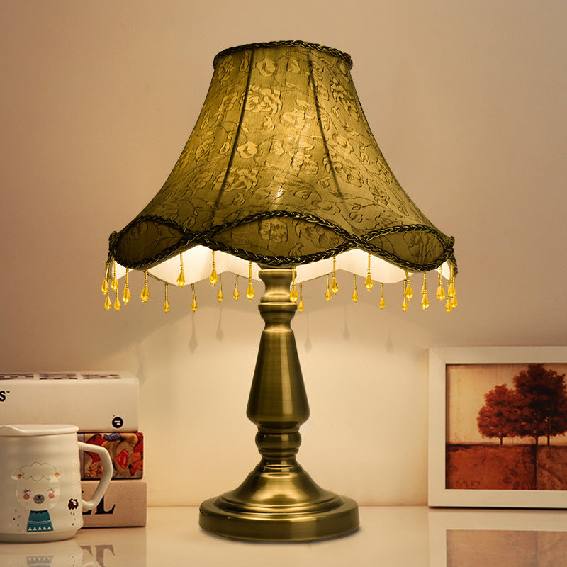 Iron Fabric Conic Bead Table Lamp
