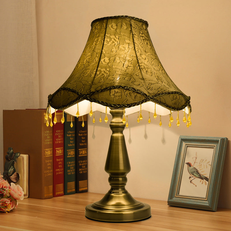 Iron Fabric Conic Bead Table Lamp