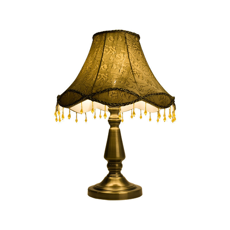 Iron Fabric Conic Bead Table Lamp
