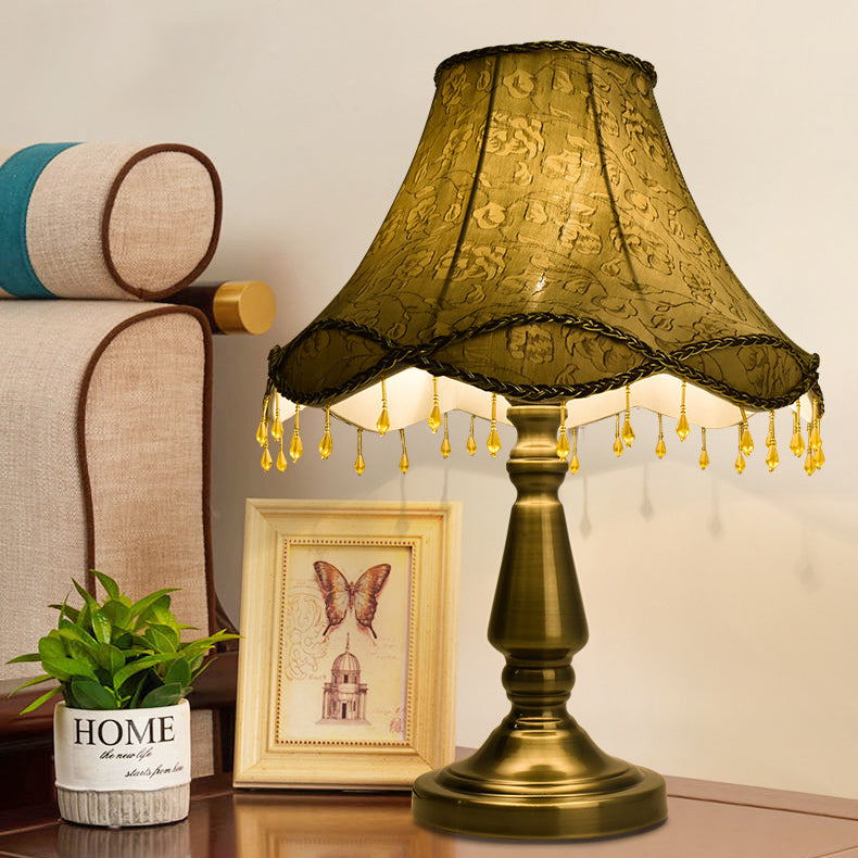 Iron Fabric Conic Bead Table Lamp