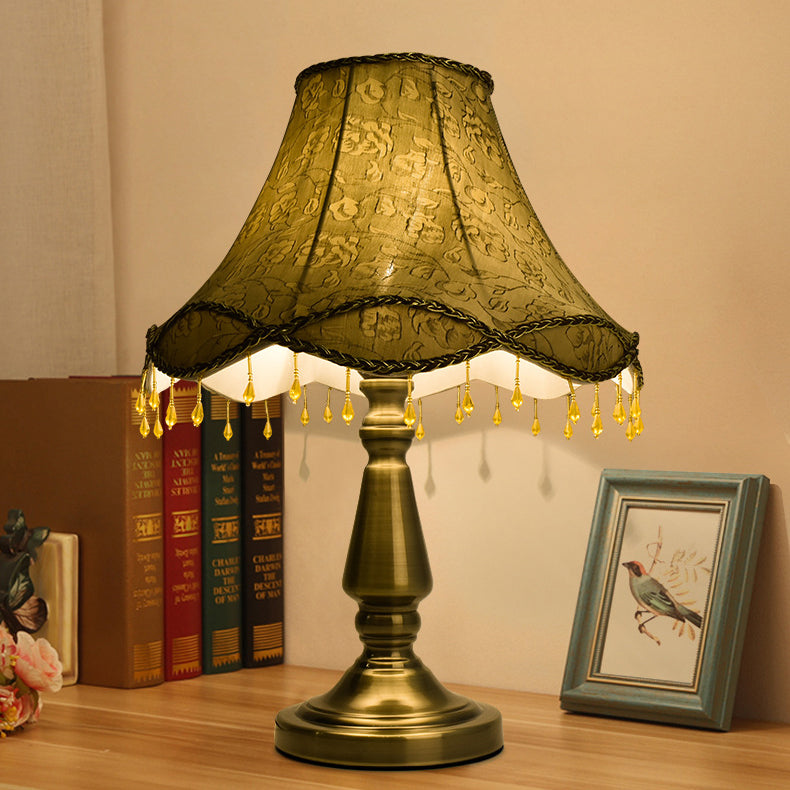 Iron Fabric Conic Bead Table Lamp