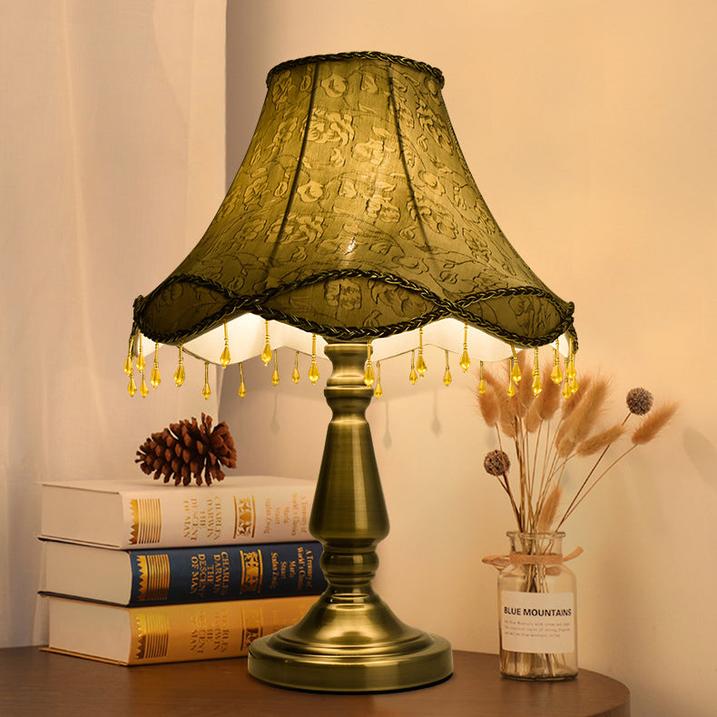 Iron Fabric Conic Bead Table Lamp