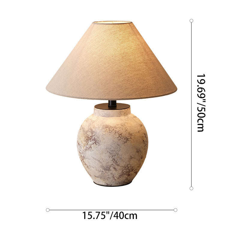 Handmade Ceramic Fabric Conic Table Lamp