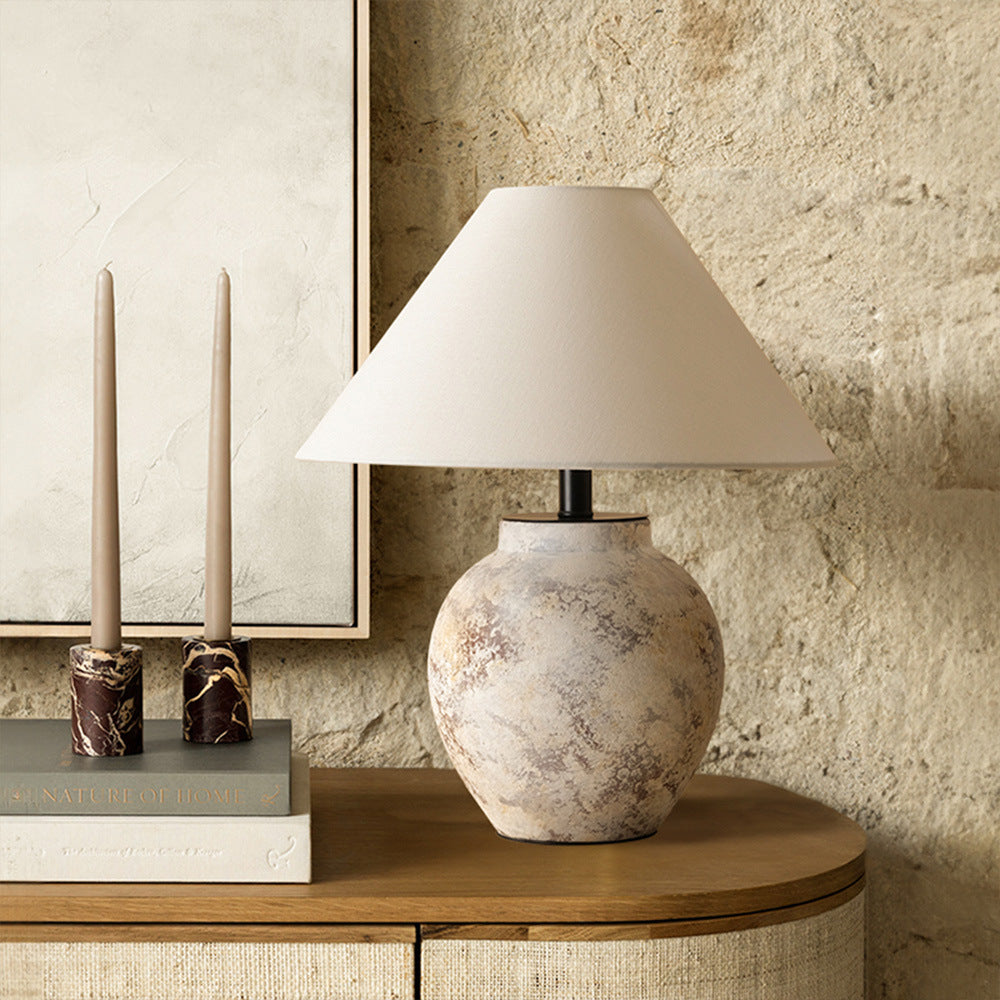 Handmade Ceramic Fabric Conic Table Lamp