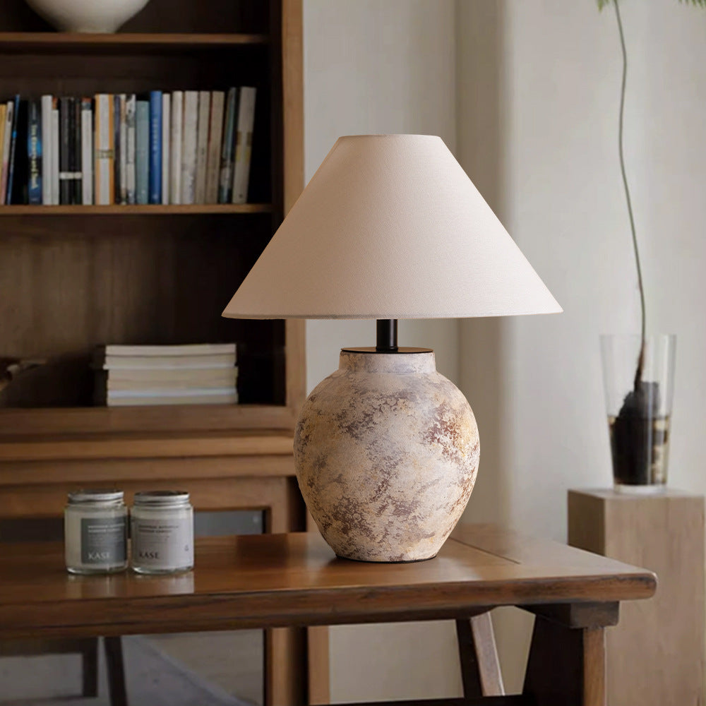 Handmade Ceramic Fabric Conic Table Lamp