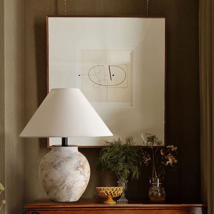 Handmade Ceramic Fabric Conic Table Lamp