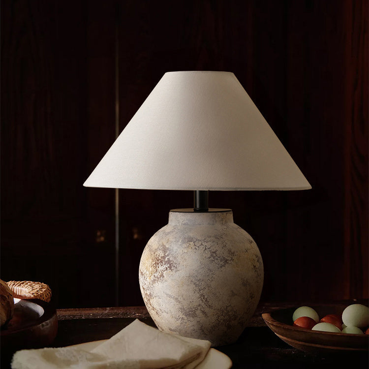 Handmade Ceramic Fabric Conic Table Lamp