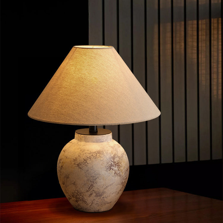 Handmade Ceramic Fabric Conic Table Lamp