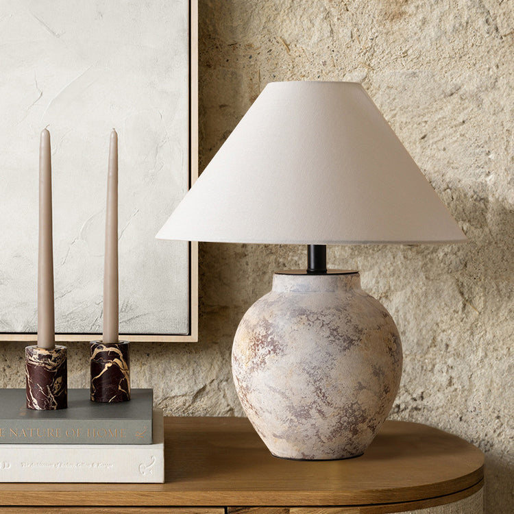 Handmade Ceramic Fabric Conic Table Lamp