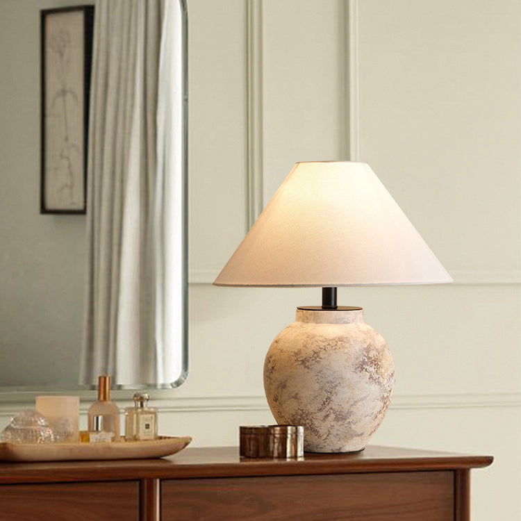 Handmade Ceramic Fabric Conic Table Lamp