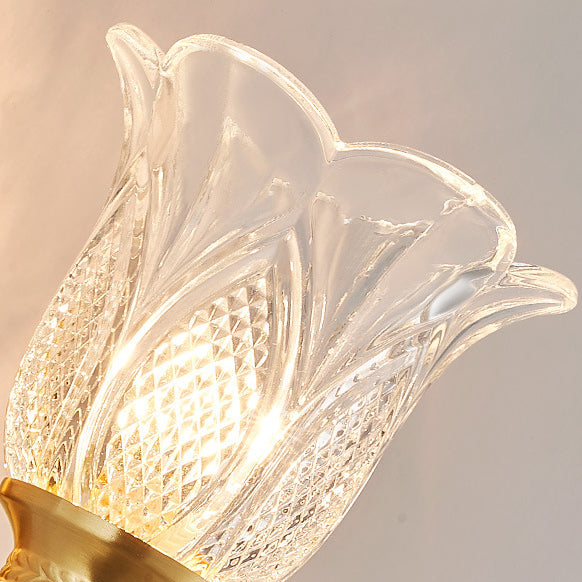 Copper Glass Embossed Floral Wall Lamp