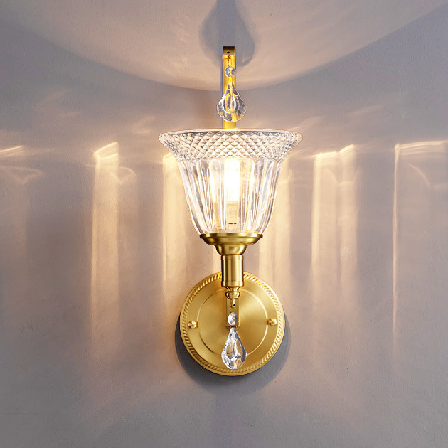 Copper Glass Crystal Bell Wall Lamp