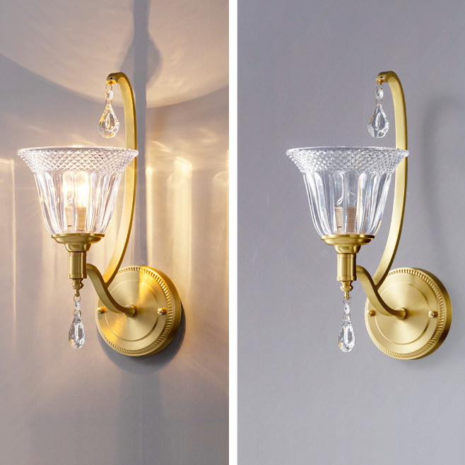 Copper Glass Crystal Bell Wall Lamp