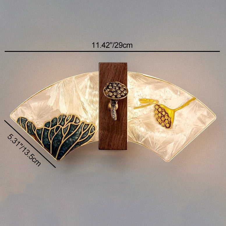 Walnut Copper Acrylic Scalloped Wall Lamp
