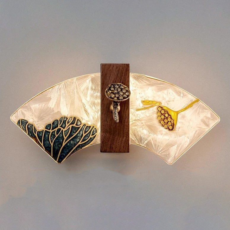 Walnut Copper Acrylic Scalloped Wall Lamp