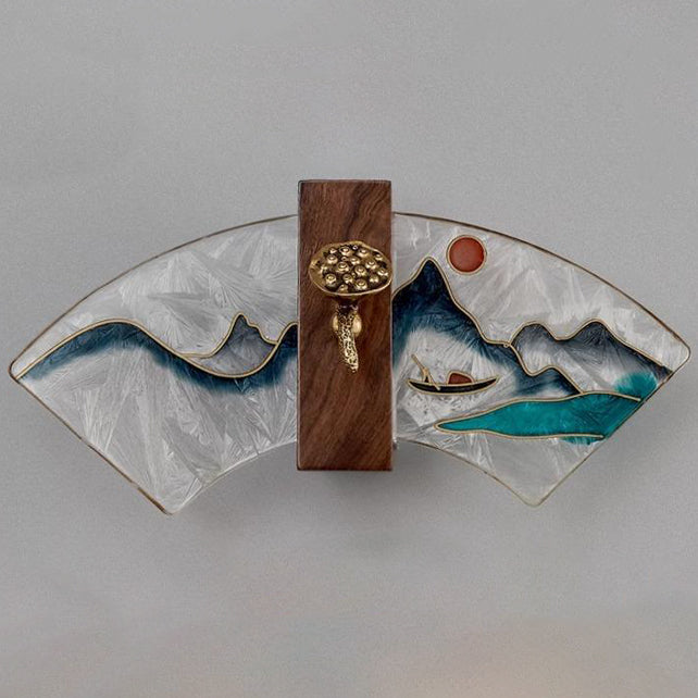 Walnut Copper Acrylic Scalloped Wall Lamp